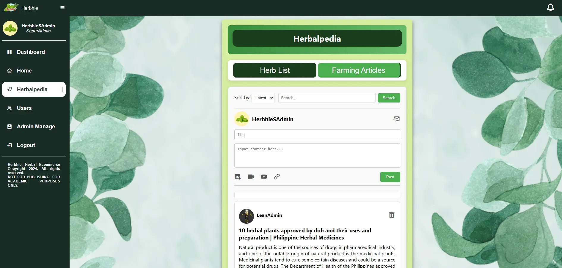 Herbalpedia: Farming Articles
