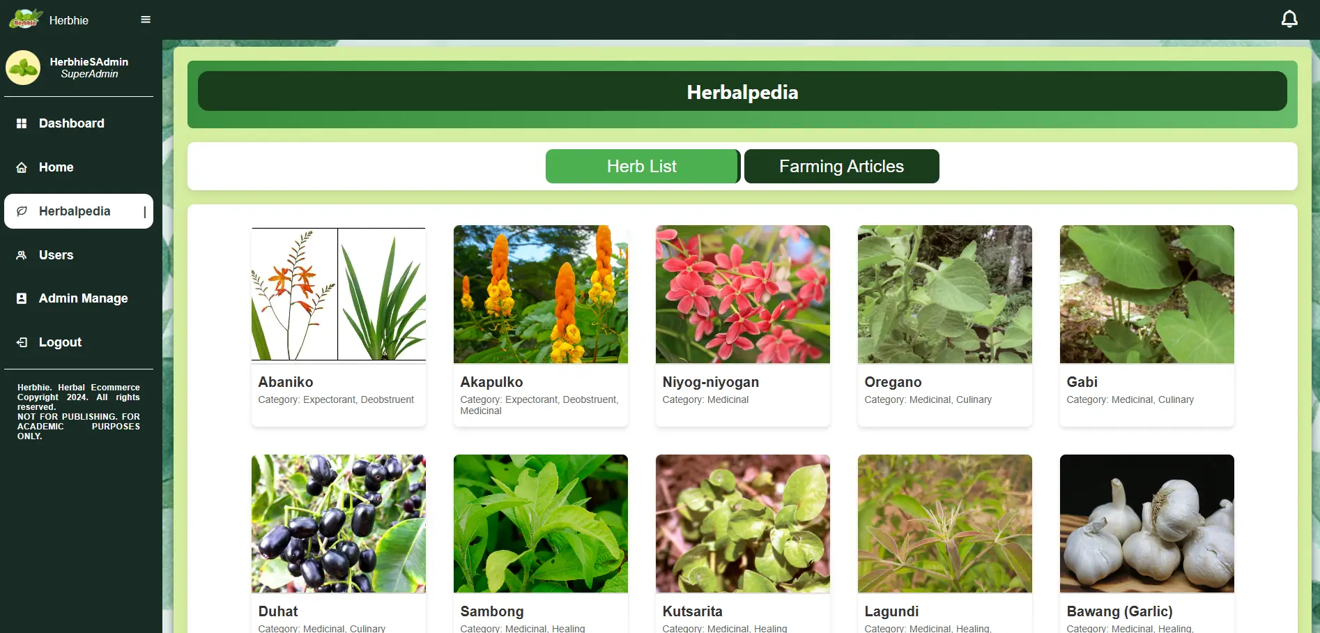 Herbalpedia: Herb List