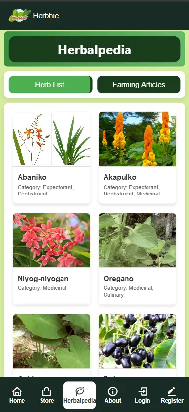 Herbalpedia: Herb List Mobile View